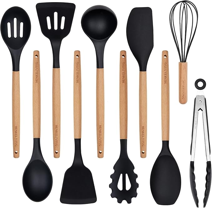 Silicone 10 Pcs Kitchen Cooking Utensils Set, Recycled Materials Certification by Unknown
