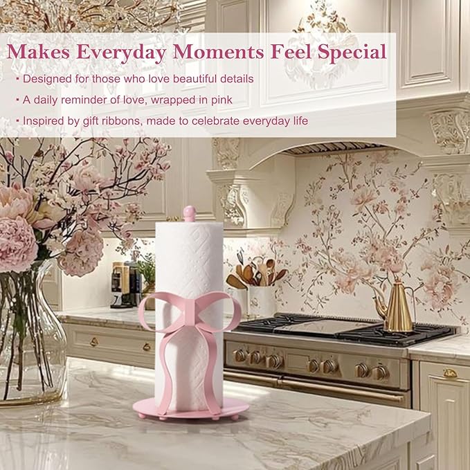 Pink Bow Paper Towel Holder Coutertop - Image 8