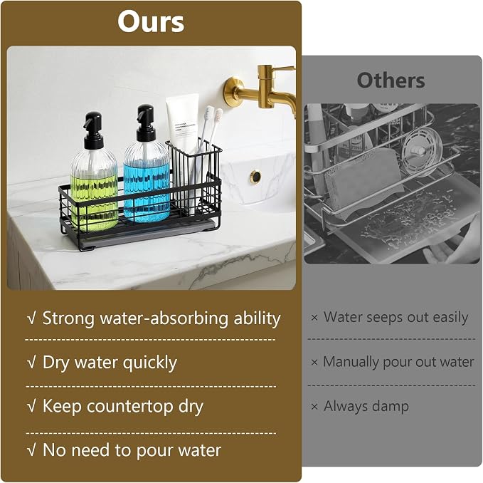 Shinowa Kitchen Dish Soap Dispenser Set, 14OZ Glass Bottle - Image 4