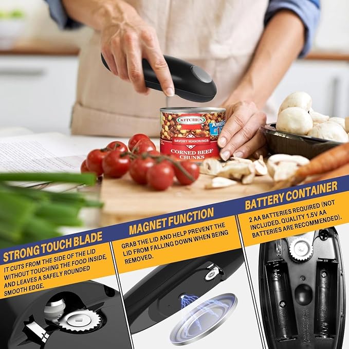 Electric Can Opener, Hands Free One Touch Automatic Can Openers Fit Different - Image 6