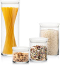 Libbey Stacking Cylinder Assorted Storage Jars, Stackable Glass Jars Set of 4 by Libbey