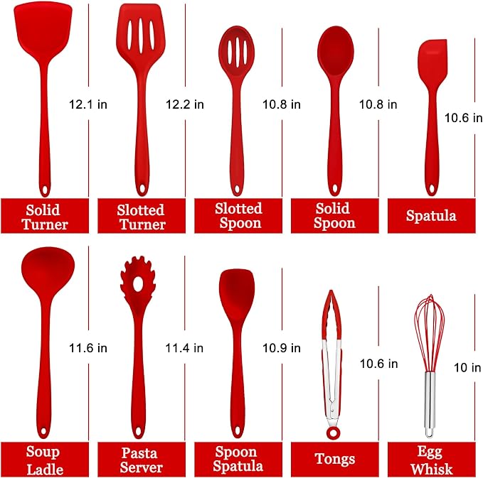 E-far 10 Pieces Silicone Cooking Utensils Set, Heat Resistant Kitchen Utensil - Image 2