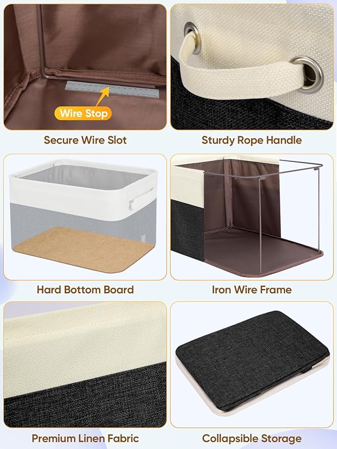 BALEINE Fabric Storage Bins for Shelves, Linen Storage Baskets for Organizing - Image 6