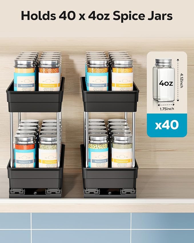 Nieifi Spice Organization for Cabinet-Vertical Spice Rack Pull Out-Spice Rack - Image 9