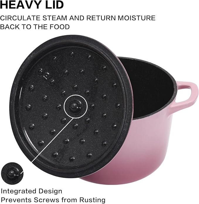Flavehc Dutch Oven Pot with Lid 2.8 qt Cast Iron Dutch Oven - Image 3