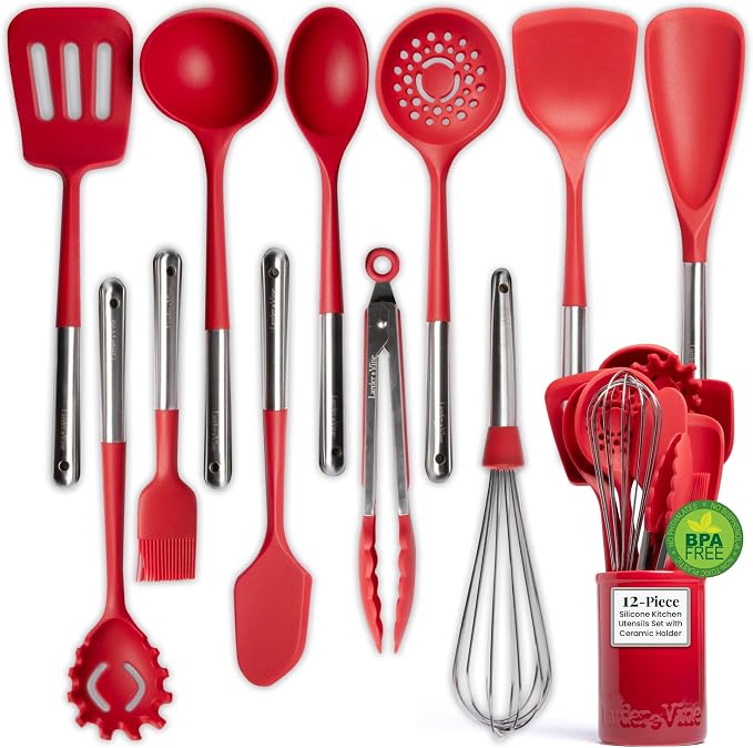 Larder & Vine 12-Piece Silicone Kitchen Cooking Utensils Set by LarderVine