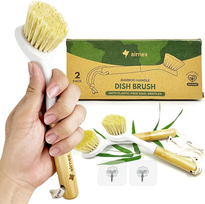 AIRNEX Bamboo Dish Brush Set of 2 by Airnex