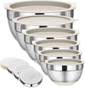 Fyrnova Mixing Bowls with Lids Set, 6 Piece Stainless Steel Nesting Storage by Fyrnova