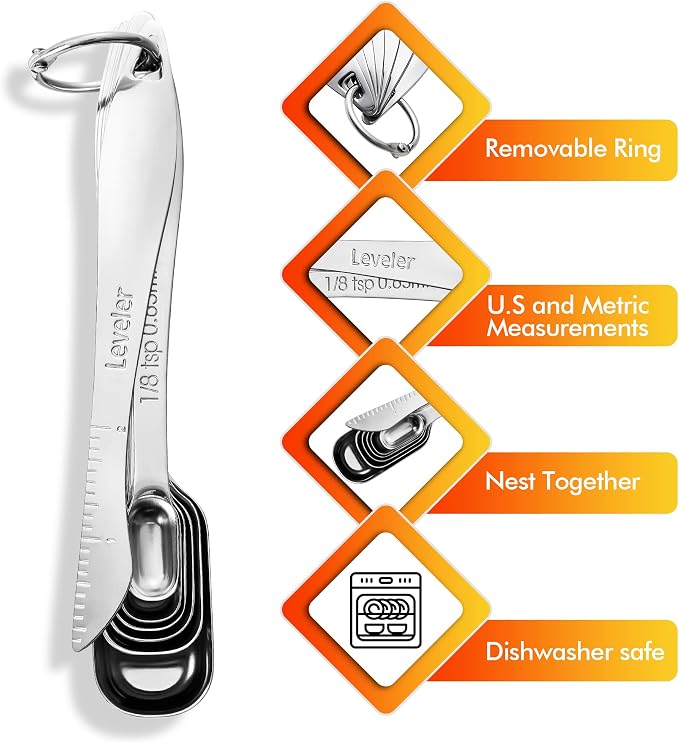 Rainspire Heavy Duty Measuring Spoons Set Stainless Steel, Metal Measuring Cups - Image 5