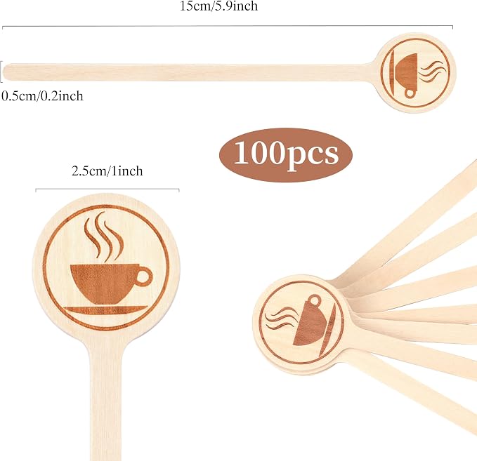 100Pcs Coffee Stirrers-5.9 Inch Natural Wooden Stir Sticks - Image 2