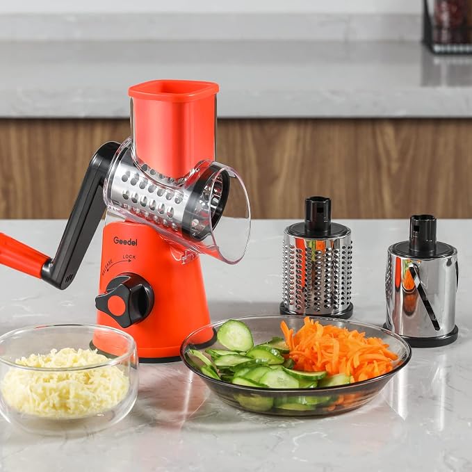 Geedel Rotary Cheese Grater, Kitchen Mandoline Vegetable Slicer - Image 9