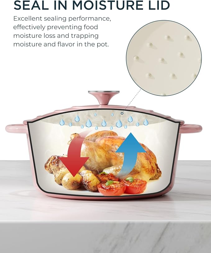 Enameled Cast Iron Dutch Oven - 6QT Dutch Oven Pot - Heavy-Duty Non Stick - Image 3