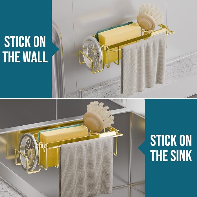 TAILI Sponge Holder with Strong Suction Cup, 4-in-1 Rustproof Sink Organizer - Image 7