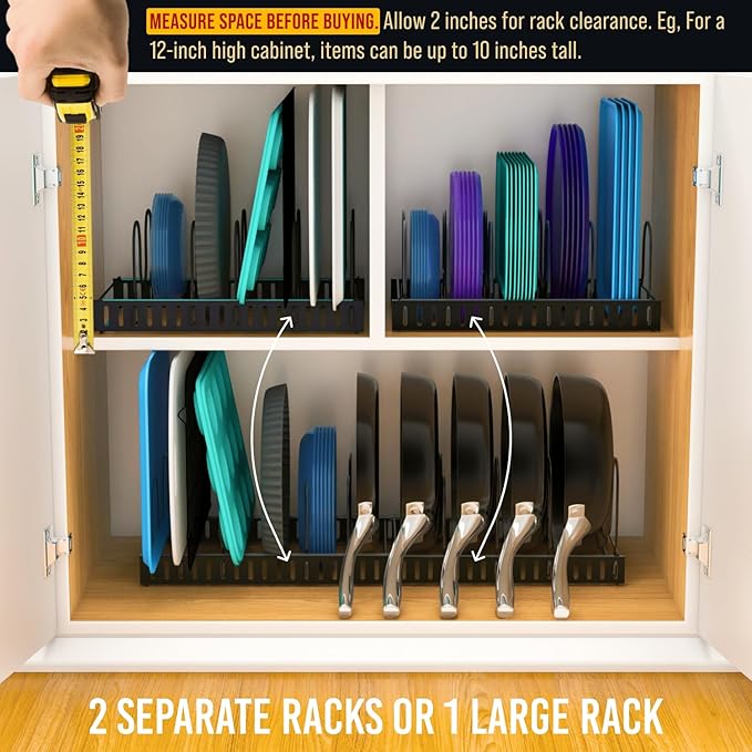 Norcalway Adjustable Bakeware Pots and Pans Organizer Under Cabinet, 11 - Image 5