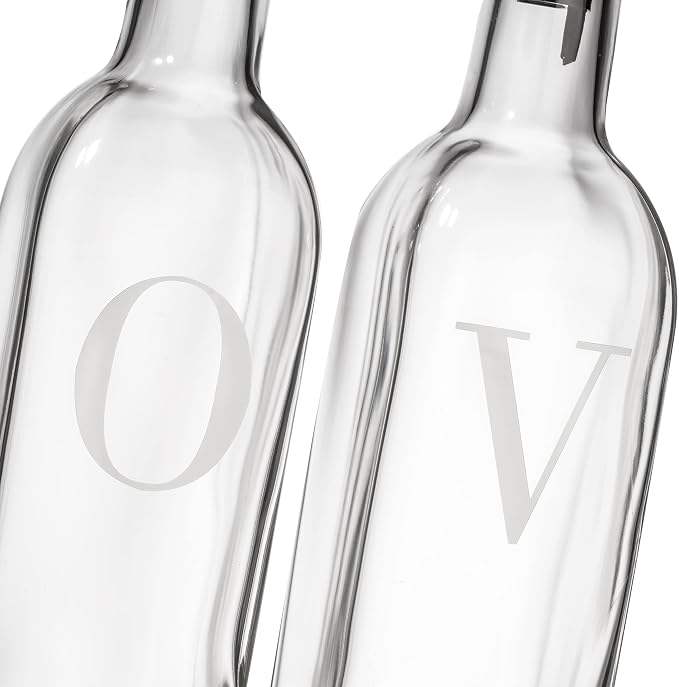 GREENOLIVE Olive Oil and Vinegar Dispenser Set - 17 oz. Glass Bottles - Stylish - Image 5