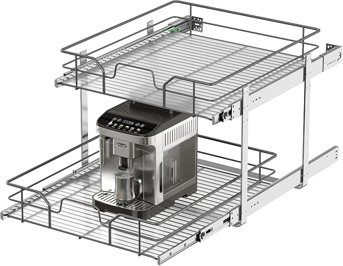 2-Tier Pull Out Cabinet Organizer, Soft Close Cabinet Slide Out Shelves by livethewayyoulike