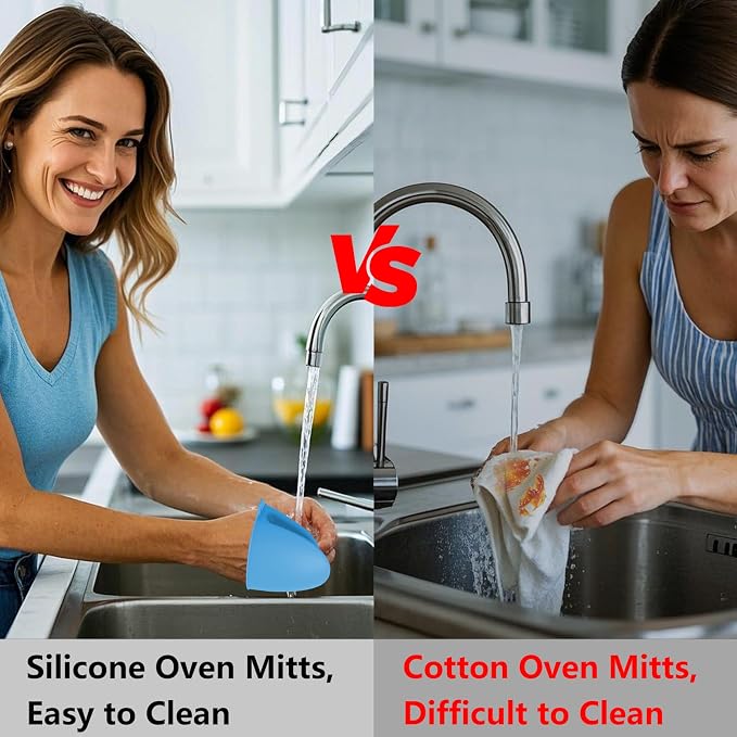 3 Pairs Oven Mitts Silicone Pot Holders Set Heat Resistant - Image 6