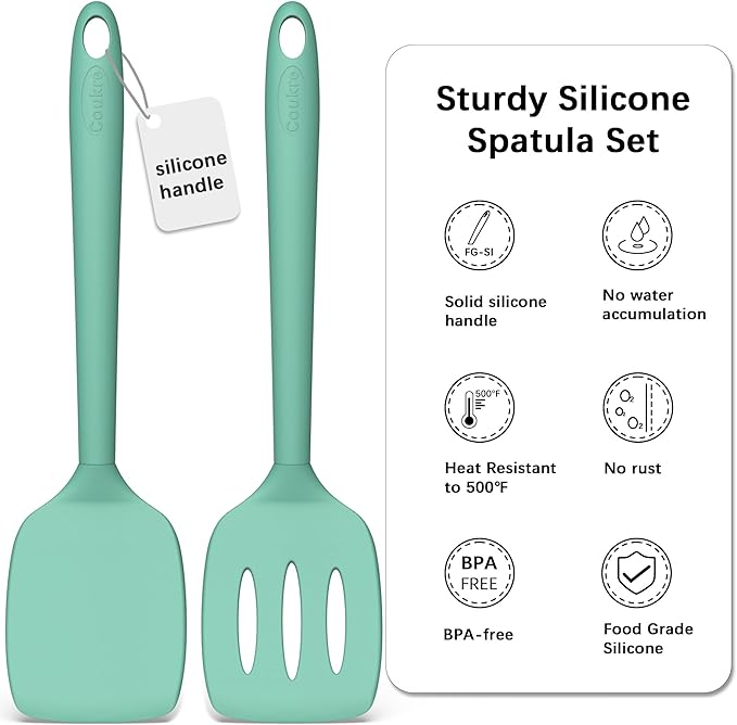 Coukre 2 Pack Silicone Spatula Set, High Heat Resistant, BPA Free Kitchen - Image 2