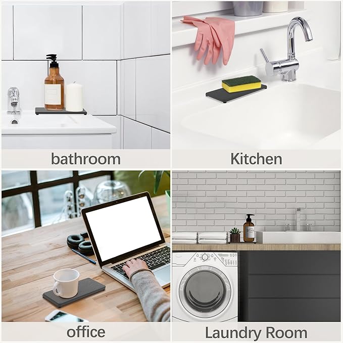 NiuYichee 2 Pcs Water Absorbing Stone Trays, Kitchen/Bathroom Sink Soap Dish - Image 7