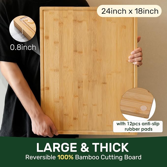 Kikcoin 24”×18” Bamboo Cutting Boards - Image 3