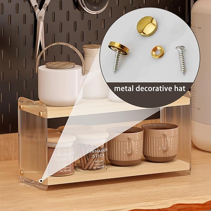 LiTY Coffee Station Organizer 2 Tier Acrylic Home Storage Mugs Hooks - Image 4