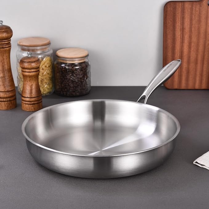 DELARLO Whole Body Tri-Ply Stainless Steel Frying Pan set, 8”/10”/12” Cooking - Image 6