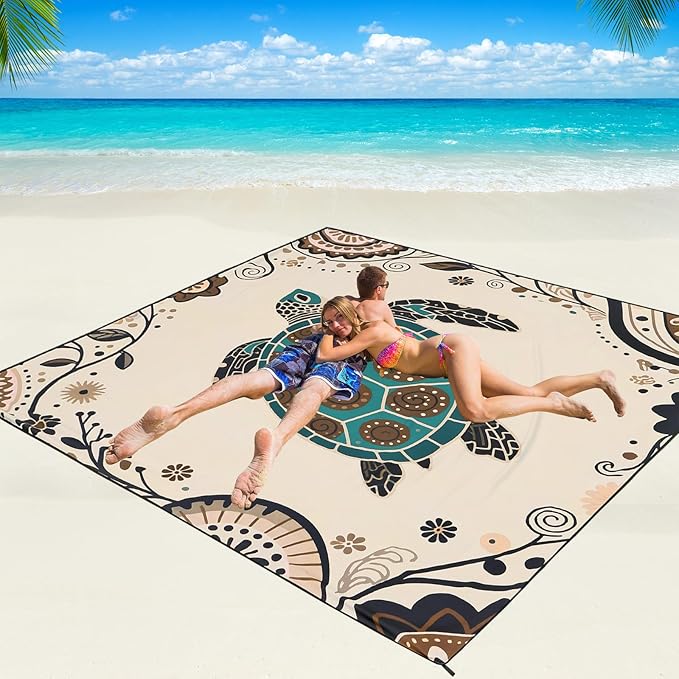 WIWIGO Beach Blanket Waterproof Sandproof Beach Mat 79" X 83"/10'x9'for 2-8 by WIWIGO