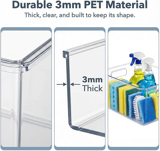 MOONEDGE 8 Pack Modular Clear Plastic Storage Organizer Bins – 4 Large & 4 - Image 6