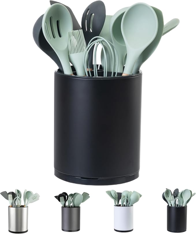 LIBODOUR Kitchen Utensil Holder Extra Large 360°Rotating by ModernandFarmhouseUtensilHolder