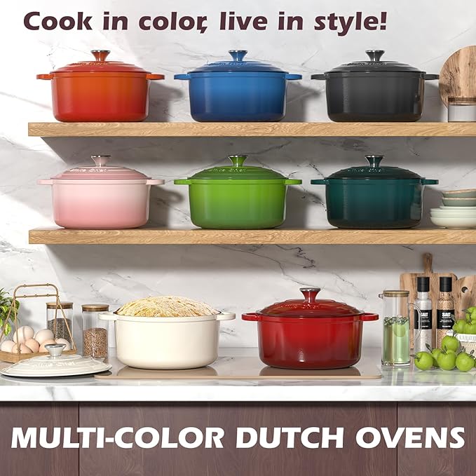 Umite Chef Enameled Cast Iron Dutch Oven-7QT Pot - Image 7
