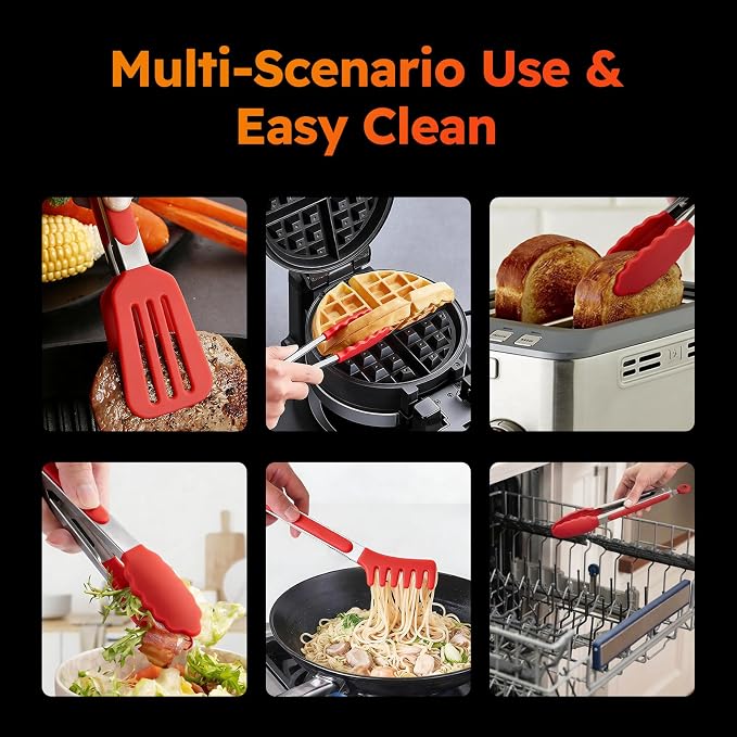 HST 3 Pack Kitchen Tongs, Non Stick Stainless Steel 9 Inch Tongs - Image 7