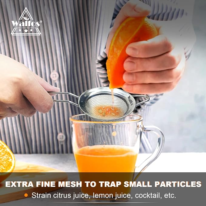 Walfos Mini Fine Mesh Tea Strainer, Stainless Steel Small Sifter - Image 4