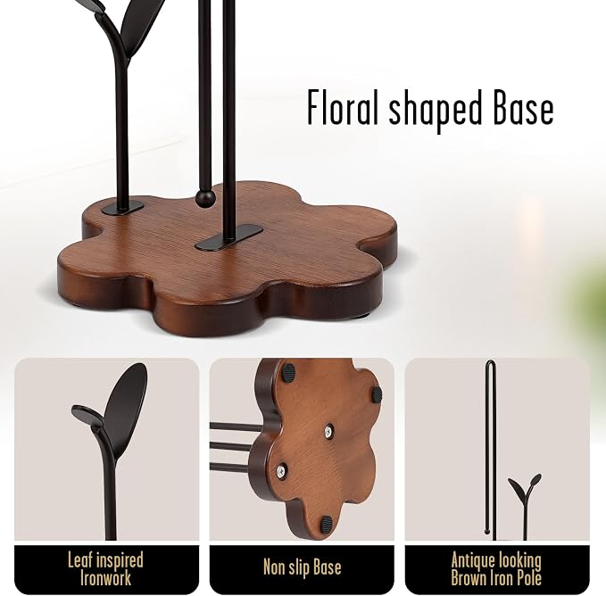 Wooden Paper Towel Holder Countertop, Floral Base - Image 5