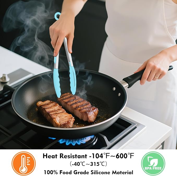 Hotec Silicone Kitchen Tongs for Cooking 9-Inch Serving Tongs - Image 3