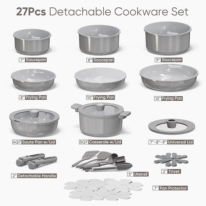CAROTE 27pcs Ceramic Cookware Set Nonstick, Pots and Pans Set Non Stick - Image 2
