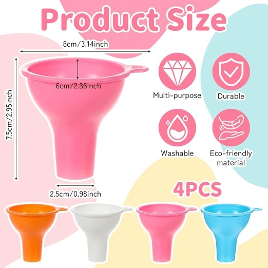 4 Pack Silicone Funnel, 3 Inch Wide Mouth Funnel - Image 2