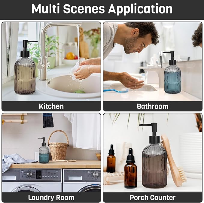 2 Pack 11oz Glass Soap Dispenser - Image 3