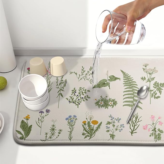 Kawani Sage Flower Herbs Dish Drying Mat - Image 6
