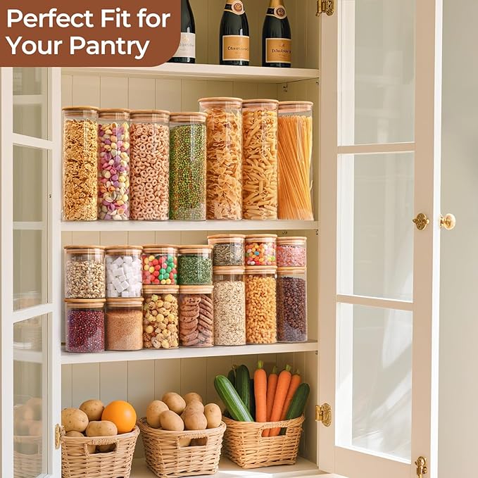ComSaf 0.8 Qt Glass Food Storage Jars Set of 6, Pantry Organization Jar - Image 6