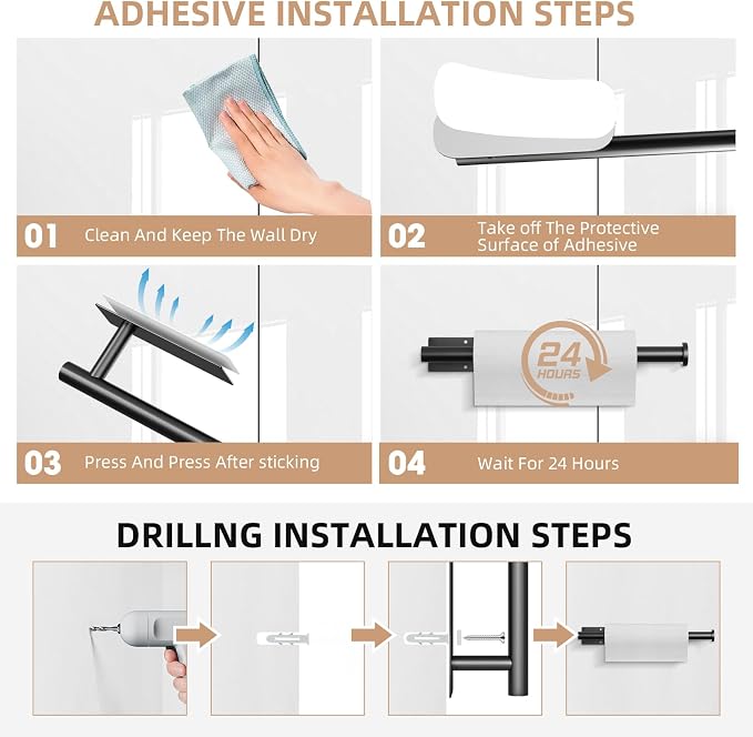 Paper Towel Holder, Improved Premium Paper Towel Holder Under Cabinet, - Image 7