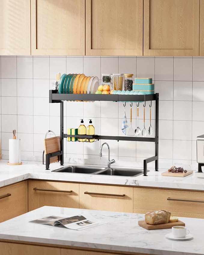 Sakugi Over The Sink Dish Drying Rack, Expandable 2-Tier Stainless Steel - Image 7