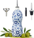 20oz Vintage Ceramic Olive Oil Dispenser Bottle, Gourd Shape Blue and White by Unknown