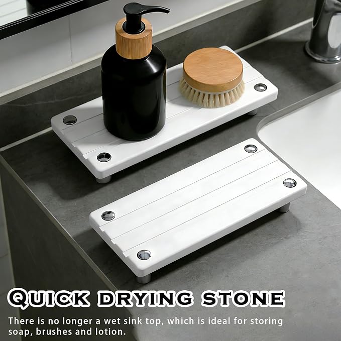 2PCS Instant Dry Sink Caddy for Bathroom Counter, Durable Kitchen Sink Organizer - Image 3