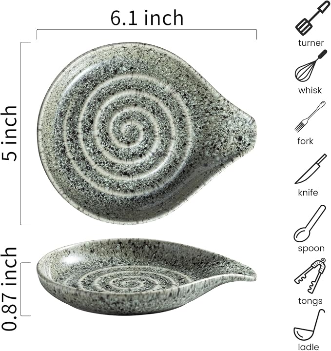 LAUCHUH Spoon Rest for Stove Top, 5 inch Large Ceramic Spoon Holder for Kitchen - Image 2