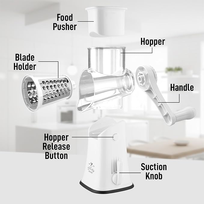 Zulay Kitchen Rotary Cheese Grater 5 Blade Cheese Shredder - Image 8