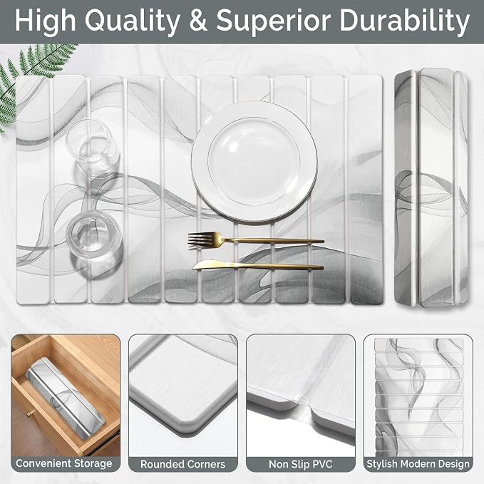 Large Stone Dish Drying Mat for Kitchen Counter, Foldable Water Absorbing - Image 4
