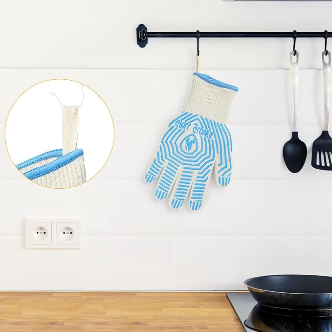 QUWIN BBQ Gloves, Oven Gloves 1472℉ Extreme Heat Resistant, Grilling Gloves - Image 4