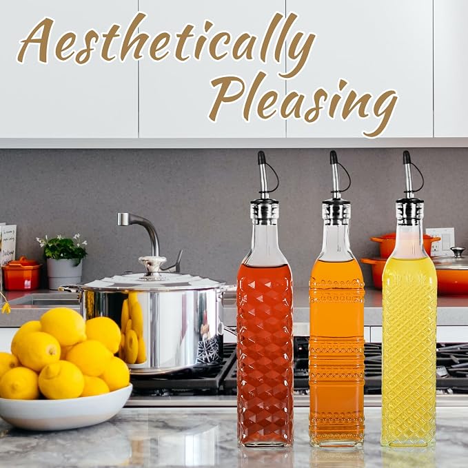 3-Pack Glass Oil Dispensers 500ML/17OZ, Oil and Vinegar Bottles Set - Image 5