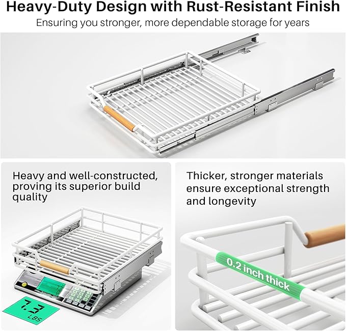 Pull out Cabinet Organizer, Heavy Duty Smooth Sliding Under Cabinet Shelves - Image 7