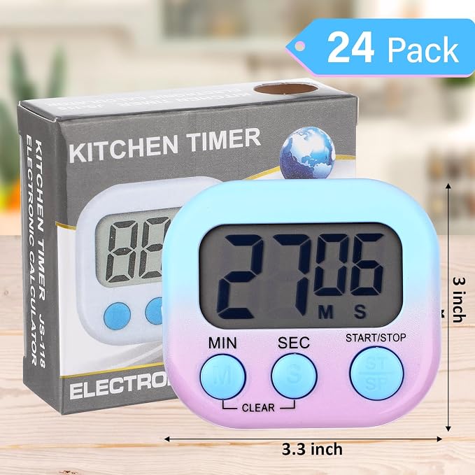 Weewooday 24 Pcs Digital Kitchen Timer Magnetic Timer Bulk On/Off Switch Minute - Image 2